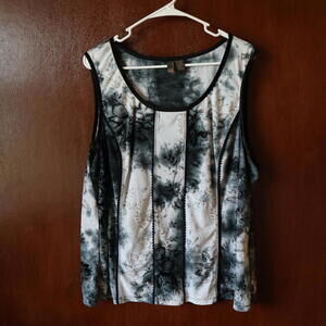 Sere Nade 3X Plus Size Women's Tank B&W Floral Watercolor